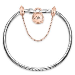 Pulseira Life Cadeado em Prata 925 com fecho em Ouro Rosé 18k