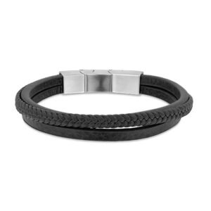 Pulseira Life Tal Pai, Tal Filho em Couro Preto