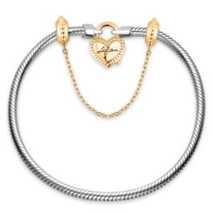 Pulseira Life Cadeado Coração em Prata 925 com Banho de Ouro Amarelo 18k