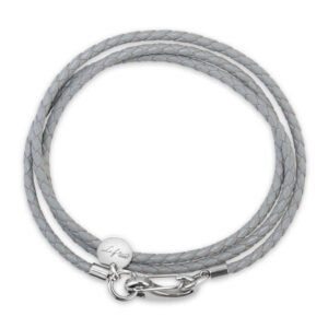 Pulseira Life Trançada em Couro Cinza