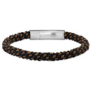 Pulseira Life com Corda Marrom em Aço