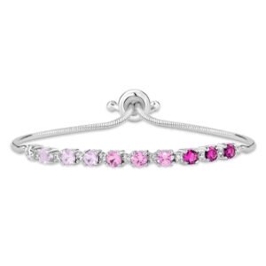 Pulseira Life Ocean em Prata 925 com Pedras Rosas e Incolores