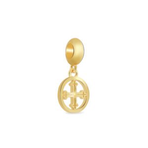 Pingente Life Origens Medalha Cruz Sagrada em Prata 925 com Banho de Ouro Amarelo 18k