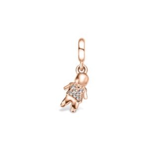 Pingente Life Menino em Liga Rosé com Banho de Ouro Rosé 18k e Pedras Incolores
