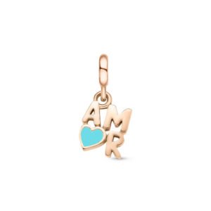 Pingente Life Amor em Liga Rosé com Banho de Ouro Rosé 18k e Esmalte