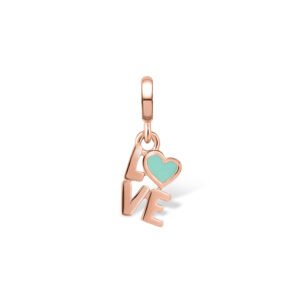 Pingente Life Love em Liga Rosé com Banho de Ouro Rosé 18k e Esmalte