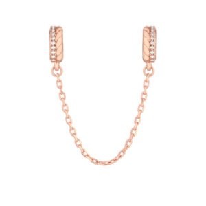 Corrente de Segurança Life Twist em Liga Rosé com Banho de Ouro Rosé 18k e Pedras Incolores