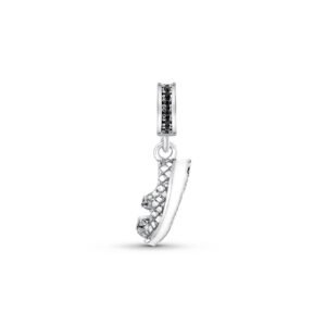 Pingente Life Fashion Papete em Prata 925 com Pedras Pretas