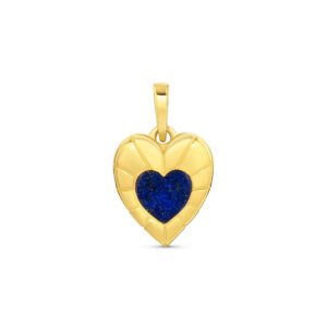 Pingente Life Amor Coração em Prata 925 com Banho de Ouro Amarelo 18k e Lapis Lazuli