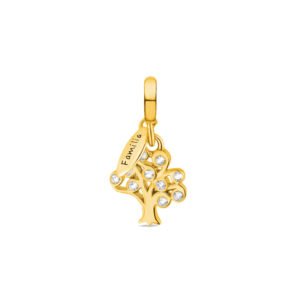 Pingente Life Amor Árvore da Vida em Prata 925 com Banho de Ouro Amarelo 18k e Pedras Incolores