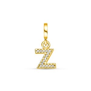 Pingente Life Letra Z em Prata 925 com Banho de Ouro Amarelo 18k e Pedras Incolores
