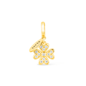 Pingente Life Origens Trevo em Prata 925 com Banho de Ouro Amarelo 18k e Pedras Incolores
