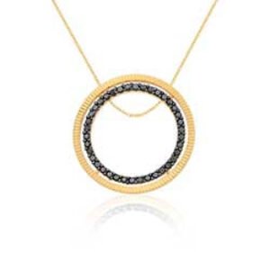 Pingente Simetria em Ouro Amarelo 18k com Diamantes Negros