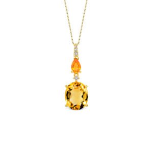 Pingente Reali em Ouro Amarelo 18k com Citrino, Opala de Fogo e Diamantes
