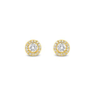 Brinco Life Forms Redondo em Prata 925 com Banho de Ouro Amarelo 18k e Pedras Incolores