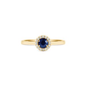 Anel Classic Oriental em Ouro Amarelo 18k com Safira e Diamantes