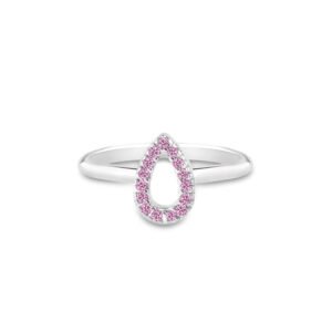 Anel Life Astro Gota em Prata 925 com Pedras Rosas