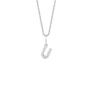 Pingente Letra U em Ouro Branco 18k com Diamantes 0,04 ct