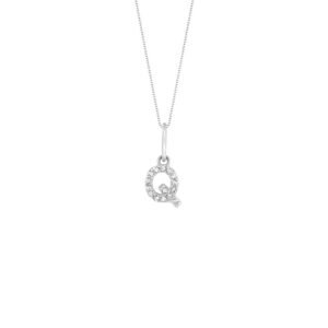 Pingente Letra Q em Ouro Branco 18k com Diamantes 0,06 ct