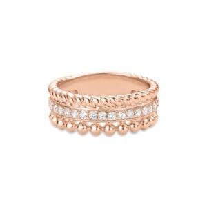 Anel Life Maxi III em Liga Rosé com Banho de Ouro Rosé 18k e Pedras Incolores