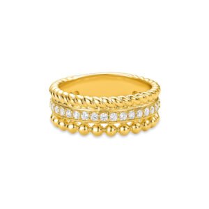 Anel Life Maxi III em Prata 925 com Banho de Ouro Amarelo 18k e Pedras Incolores