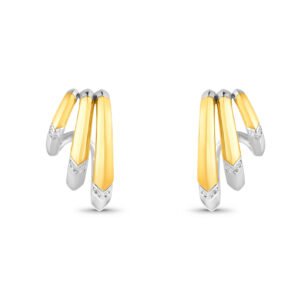 Brinco Argola Astrale em Prata 925 e Ouro Amarelo 18k com Diamantes 0,07 ct