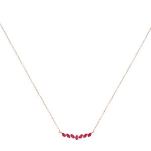 Colar Life Velvet em Liga Rosé com Banho de Ouro Rosé 18k e Pedras Vinho, 45cm