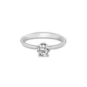 Anel Solitário em Ouro Branco 18k com Diamante de Laboratório 0,50 ct