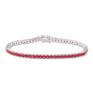 Pulseira Life Special II em Prata 925 com Pedras Vermelhas