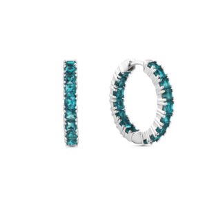 Brinco Argola Life Riviera II em Prata 925 com Pedras Verdes