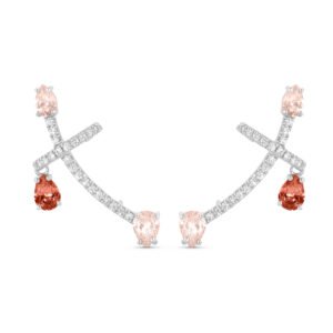 Brinco Life Sun II em Prata 925 com Pedras Rosadas e Incolores