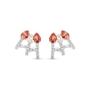 Brinco Ear Cuff Life Sun II em Prata 925 com Pedras Rosadas e Incolores