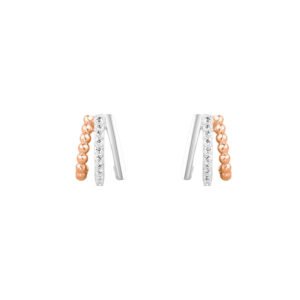 Brinco Argola Life Maxi VII em Liga Rosé com Banho de Ouro Rosé 18k e Pedras Incolores