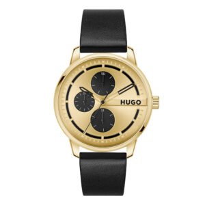 Relógio Hugo Stamp Masculino Couro Preto - 1530367