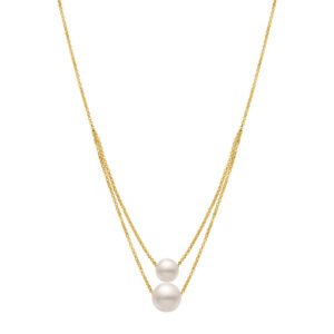 Colar Pop em Ouro Amarelo 18k com Pérolas, 55cm