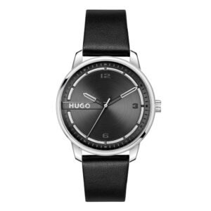 Relógio Hugo Stamp Masculino Couro Preto - 1530362