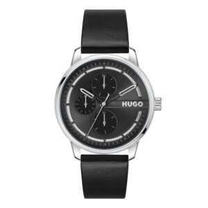 Relógio Hugo Stamp Masculino Couro Preto - 1530366