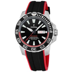 Relógio Festina The Originals Masculino Borracha Preto e Vermelho