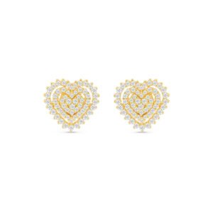 Brinco Clássico Especial Coração em Ouro Amarelo 18k com Diamantes 0,69ct