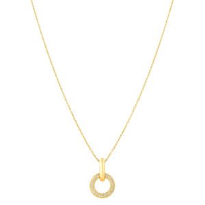 Colar Life Infinity em Prata 925 com Banho de Ouro Amarelo 18k com Pedras Incolores, 45cm