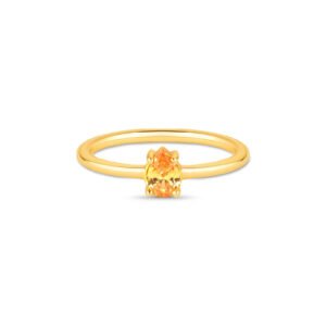 Anel Life Auba em Prata 925 com Banho de Ouro Amarelo 18k e Pedra Champanhe