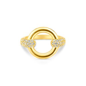 Anel Life Infinity em Prata 925 com Banho de Ouro Amarelo 18k com Pedras Incolores