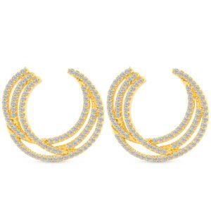 Brinco Life Maxi VI em Prata 925 com Banho de Ouro Amarelo 18k com Pedras Incolores