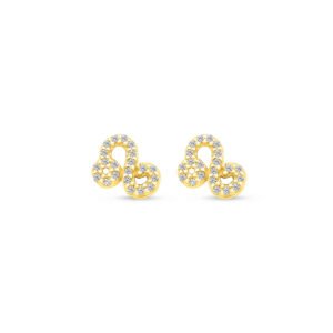 Brinco Life Signos Leão Prata Banho em Ouro Amarelo Cravejado