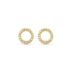 Brinco Life Redondo Prata Banho em Ouro Amarelo Cravejado