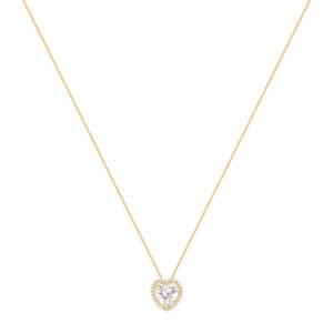 Colar Life Forms Coração em Prata 925 com Banho de Ouro Amarelo 18k e Pedras Incolores, 45cm