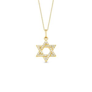 Pingente Medalha Estrela de Davi em Ouro Amarelo 18k com Diamantes