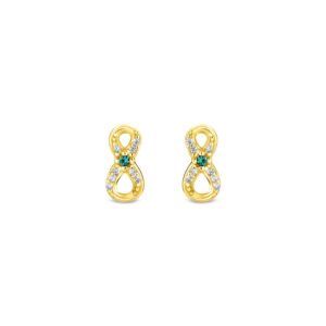 Brinco Life Patuás III Infinito Prata Banho em Ouro Amarelo Cravejado