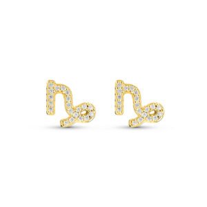Brinco Life Signos Capricórnio Prata Banho em Ouro Amarelo Cravejado