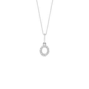 Pingente Letra 0 em Ouro Branco 18k com Diamantes 0,05 ct